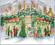 Image of Counted Cross Stitch Kit 14 ct Christmas Shop Store 47x40cm Joy Sunday DIY UK