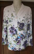 Image of Ted Baker Elizay Pansies Blouse long sleeve size 2 (10)