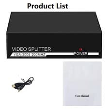 Image of VGA Splitter 1 in 4 Out Adapter 1x4 VGA Video HD 200MHz Support 720P/1080P