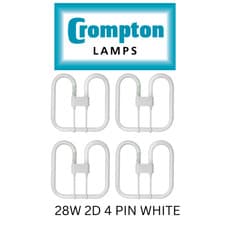 Image of 4 X CROMPTON 2D 28W 4 PIN WHITE LIGHT BULB COMPACT FLUORESCENT GR10Q BUTTERFLY