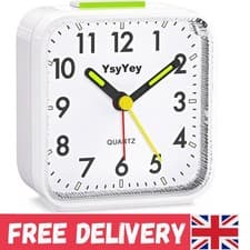 Image of Silent Analog Alarm Clock, Vintage Clock With Ascending Beep, Snooze & Night
