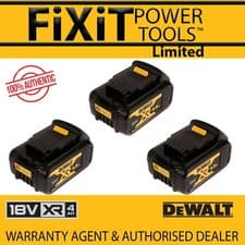 Image of DeWALT 3 x DCB182 XR 18V 4.0AH Lithium Ion Genuine Slide Battery Pack + Fuel ...