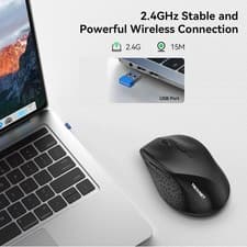 Image of TeckNet WM201 2.4GHz Wireless Mouse - Black, Ergonomic, Adjustable DPI