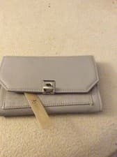 Image of NEW Accessorize Grey Silver Twist Lock Faux Leather Wallet Purse Gift Idea Chic