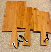 Image of 3-Piece Bamboo Chopping Board Set with Handle | Paddle Style Cutting Boards