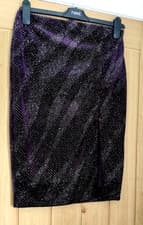 Image of New purple lined frint split shimmer pencil skirt size 12 Petite anew Look