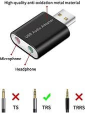 Image of USB to Audio Mini Adapter Plug 3.5mm USB External StereoSound Splitter Converter