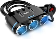 Image of Eeekit Cigarette Lighter Adapter, 3 Socket Car USB Charger with Dual USB Port