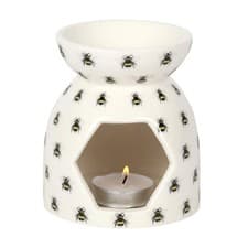 Image of Cheerful All-Over Bee Print White Oil Burner - 14cm x 13.2cm One Size, 