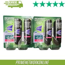 Image of 2 x Nicorette Quickmist Cool Berry Duo Mouthspray 4 x 150 Sprays Nicotine ⭐⭐⭐⭐⭐