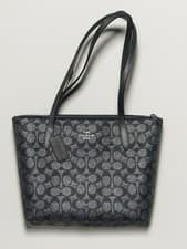 Image of Coach CW396 Fiona Zip Tote Bag in Signature Silver/Black New w/out Tags