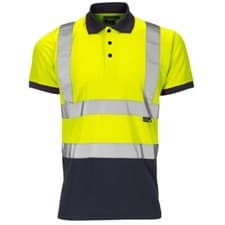 Image of Hi Vis Viz Polo T-Shirt High Visibility Reflective Tape Safety Security Work Top
