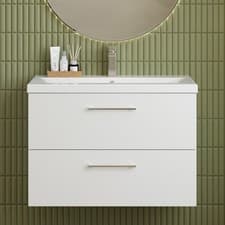 Image of Nuie Arno Wall Hung 2-Drawer Vanity Unit with Basin-1 800mm Wide - Gloss White