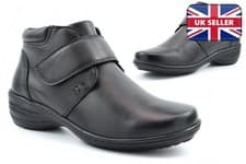 Image of Womens Wide Fit Boots Ladies Extra Wide Boots Real Leather Ankle Boots EE Width