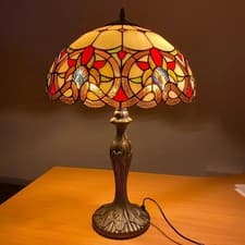 Image of Tiffany 16 inch Style Table Lamp Stained Glass Handcrafted Living room Bedroom