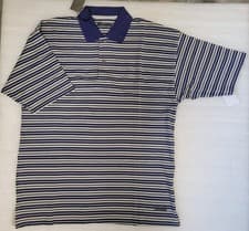 Image of Pierre Cardin Mens Polo Shirt UK Medium Blue Stripe 100% Cotton (298)