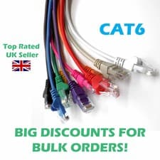 Image of CAT6 RJ45 Ethernet Cable Network LAN Patch Lead Fast Speed Router to PC NEW Lot