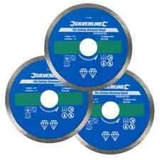 Image of Tile Cutting Diamond Blades 3 Pack 110mm Continuous Rim Cutting Discs Silverline