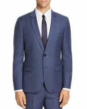Image of Hugo Boss Arti 193 Sharkskin Wool Extra Slim Fit Suit Jacket in Med Blue-40S