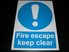 Image of Fire Escape Keep Clear Plastic Sign Or Sticker Choice Of Sizes Emergency Exit