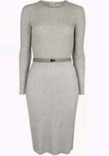 Image of Ted Baker Gjessi Long Sleeve Ribbed Fine Knitted Jumper Bodycon  Dress SIZE  14