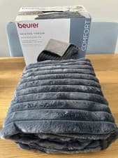 Image of Beurer Heated Throw 6 Temperature Settings Faux Fur Electric Blanket Grey