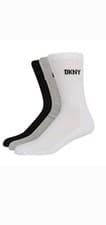 Image of DKNY 3 Pair Pack Of Mens Ribbed Sports Socks - Size 7-11 - White, Grey & Black