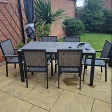 Image of 6 Seater Garden Dining Table And Chairs Outdoor Patio Furniture Set Modern Grey