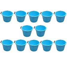 Image of 12 x 14L Builders Bucket Pouring Lip Metal Handle Storage Buckets Sky Blue UK