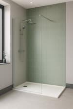 Image of Wet Room Shower Screen 2000mm 8mm Clear Glass Polished Chrome Profile Flipper