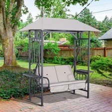 Image of Outdoor Garden Swing Chair Seat Porch Garden Loveseat 2 Person hammock w/ Canopy