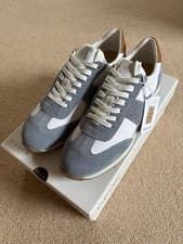 Image of Geox D Calithe Sneaker Suede and Nylon Trainers Size 5 White/Blue New