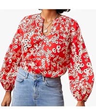 Image of Mint Velvet Orange Floral Print Shirt Size S