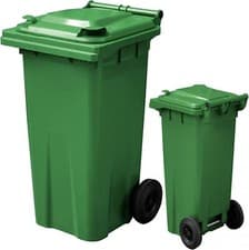 Image of Small Compact 140 Litre Green Wheelie Bin With Strong Rubber Wheels & Lid