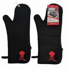 Image of Weber BBQ Grill Mitt Glove Pair (Set of 2) Black & Red 15" NEW WITH TAGS