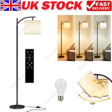 Image of Floor Lamp Free Standing Light with 9W Bulb Linen Shade Remote Control Bedroom