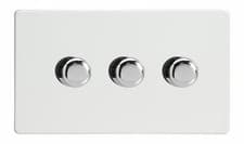 Image of Varilight JDQDP303S Screwless Premium White 3 Gang 2 Way LED Dimmer 0-120W V-Pro