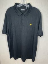 Image of Lyle & Scott Monogram Jacquard Golf Polo Shirt mens size XL jet black