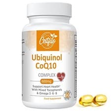 Image of CoQ10 600mg Softgels - Active Form of CoQ10 Plus Vitamin E 60 Count (Pack of 1)