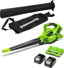 Image of Greenworks GD24X2BVK4X Cordless Leaf Blow Vac with Shoulder Strap, Brushless