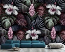 Image of Tropical Hand-drawn pattern Wallpaper Mural Removeable Washable Peel & Stick