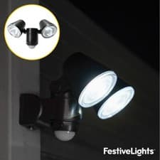 Image of Battery LED PIR Motion Sensor Security Outdoor Twin Adjustable Wall Flood Light