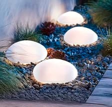 Image of Solar Powered 4 LED Pebbles Lights Decorative Landscape Pathway Light for Garden