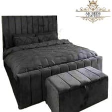 Image of !!!Panel Plush Velvet Upholstered Bed Frame 3ft 4ft6 Double 5ft King Size NEW