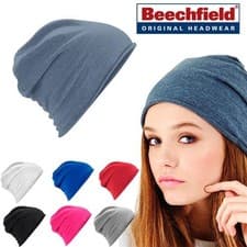 Image of Beechfield Soft Jersey Beanie Unisex Lightweight Cotton Roll Edge Product B361 