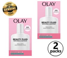 Image of 2x Olay Beauty Fluid Sensitive Skin Day Moisturiser 24H Face & Neck 200ml