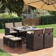 Image of RATTAN GARDEN FURNITURE CUBE SET CHAIRS TABLE OUTDOOR PATIO RATTAN 8 SEATER