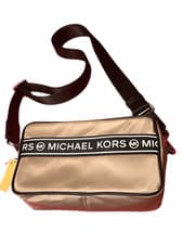 Image of Michael Kors Unisex Kenly Double Zip Camera Crossbody Bag Pearl Grey Small NWT