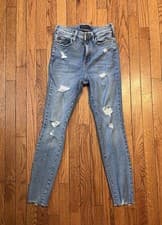 Image of Womens Aeropostale Super High Rise Jegging Distressed Raw Hem Size 4 Reg