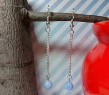 Image of Hand made Silver Plated (925) Earrings with Natural Blue Lace Agate Stone Beads
